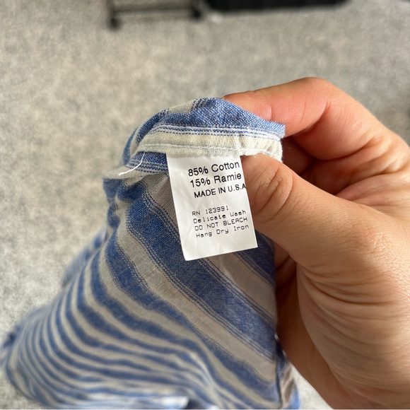 Gitman Bros Cabana Summer Stripe Shirt Men’s XL Blue Stripe Vintage Made In USA - Picture 4 of 4